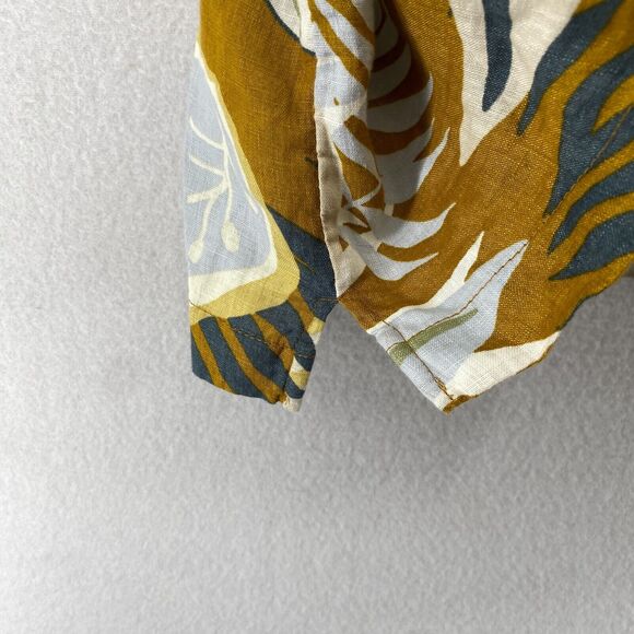 C&C CALIFORNIA Tank Top XL Linen Tropical Sleeveless Button Front Yellow - Picture 7 of 11